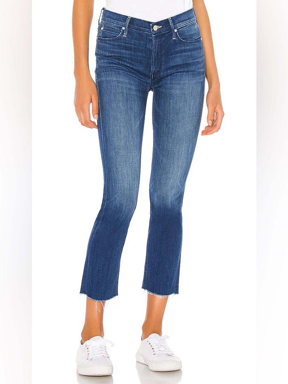MOTHER The Mid Rise Dazzler Crop Fray Jeans, Size 31
